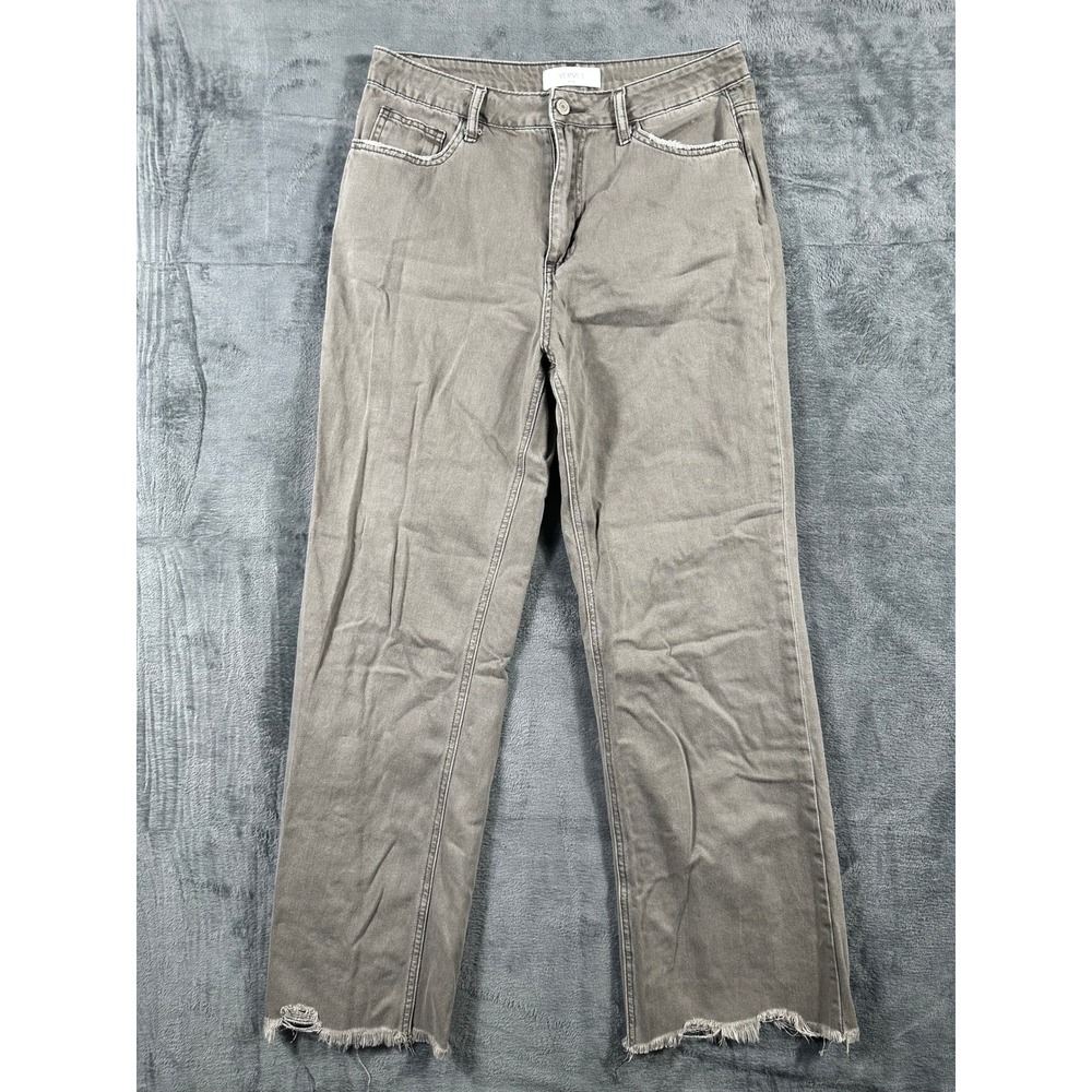Vervet Blue Grey High Rise Straight Leg Raw Hem Jeans T6050SO Size 29